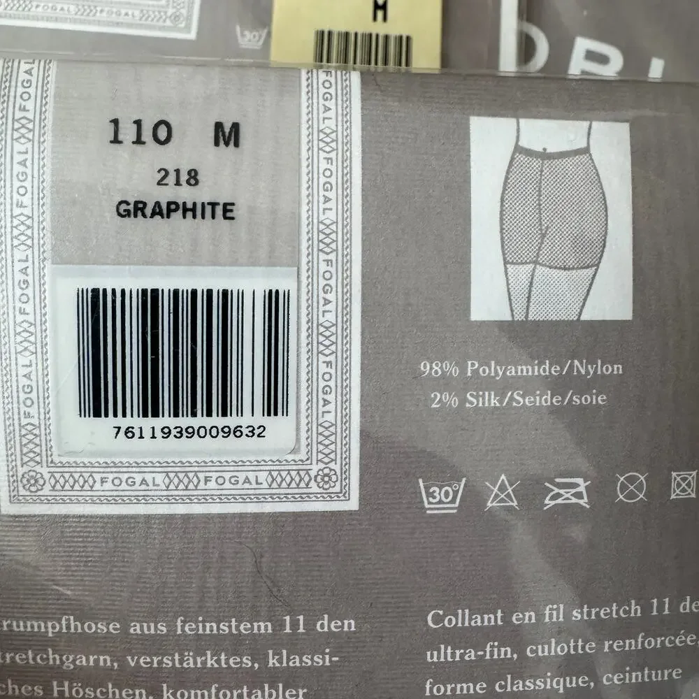 Y2K Fogal Noblesse 110 Pantyhose Graphite M Bergdorf Goodman Made in France